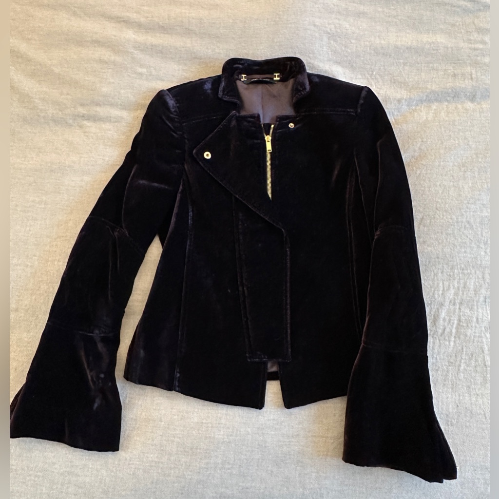 Gucci Purple Velvet Moto Style Made In Italy.